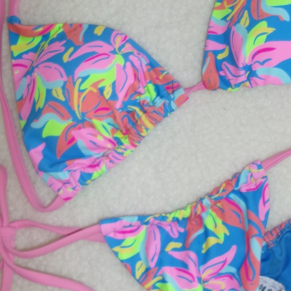 NEW NEVER WORN PRINCESS POLLY BIKINI SET - BLUE/PINK Bottoms: US 2 Top: US 6 - Picture 4 of 5
